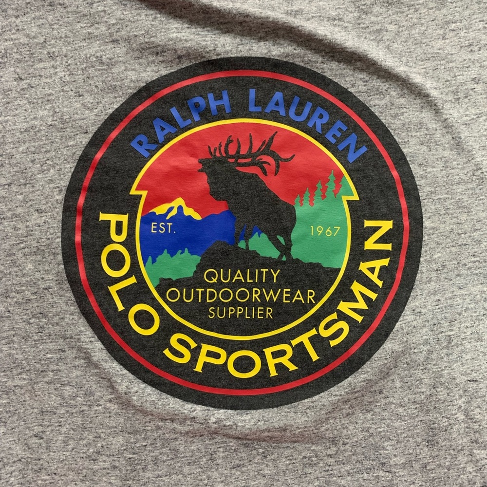 Ralph Lauren Gray Long Sleeve Tee with Red Accents